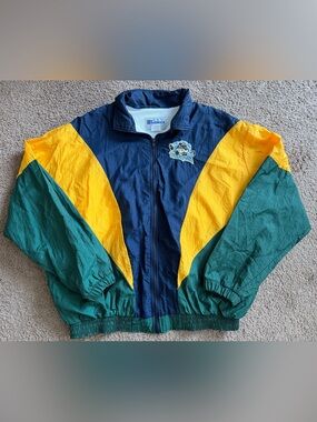 Colorblock Windbreaker Jacket in Navy/Yellow/Green